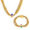 Necklace Bracelet Set 316L Stainless Steel Rhinestone Gold Plated Multilayer Chain Light Luxury Fashion