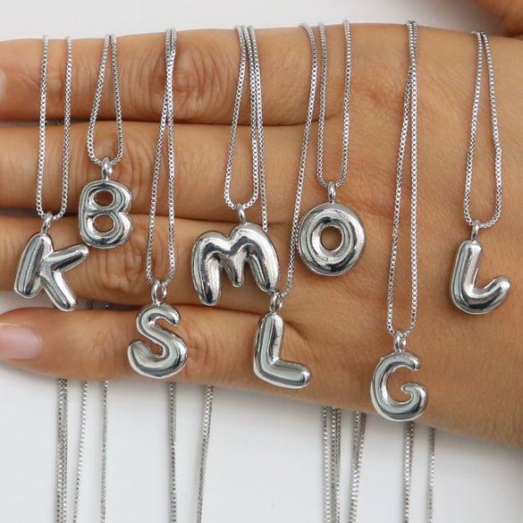 Necklace Brass Copper English Letter Electroplating Balloon Bubble Style For Women