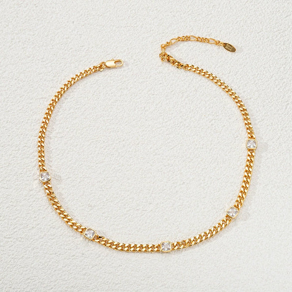Necklace Brass Copper Zircon Geometric 18K Gold Plated Electroplated For Women