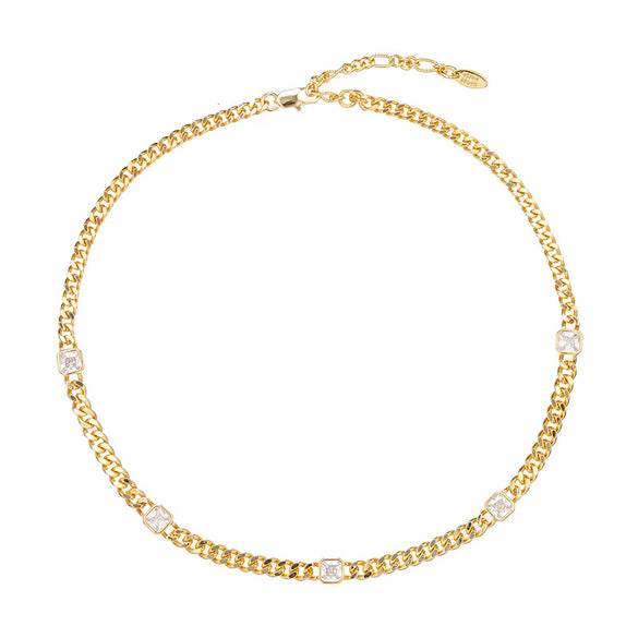 Necklace Brass Copper Zircon Geometric 18K Gold Plated Electroplated For Women