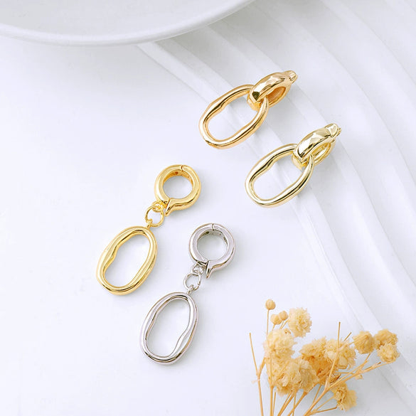 Necklace Buckle Copper Gold Plated Oval Double Ring Electroplated