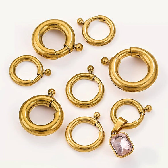 Necklace Buckle Jewelry Accessories Stainless Steel Round Spring Buckle Original Design Geometric Electroplating