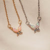 Necklace Butterfly Real Opal Mixed Gemstone Setting Titanium Steel Insect Pattern