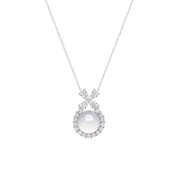 Necklace Cat's Eye Bow Titanium Steel Copper Set With Zirconia