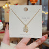 Necklace Cat's Eye Bow Titanium Steel Copper Set With Zirconia