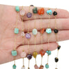 Necklace Chain Oval Natural Stone Stainless Steel Golden Bead Electroplating Handmade