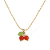 Necklace Cherry Fruit Red Chalcedony 316L Stainless Steel Electroplated Women's Fashion Ol Style