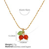 Necklace Cherry Fruit Red Chalcedony 316L Stainless Steel Electroplated Women's Fashion Ol Style