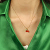 Necklace Cherry Fruit Red Chalcedony 316L Stainless Steel Electroplated Women's Fashion Ol Style