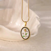 Necklace Clavicle Chain Stainless Steel Geometric Style Electroplating String Of Pearls For Women