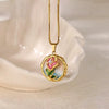 Necklace Clavicle Chain Stainless Steel Geometric Style Electroplating String Of Pearls For Women
