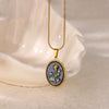 Necklace Clavicle Chain Stainless Steel Geometric Style Electroplating String Of Pearls For Women