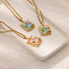 Necklace Clavicle Chain Stainless Steel Geometric Style Electroplating String Of Pearls For Women