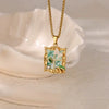 Necklace Clavicle Chain Stainless Steel Geometric Style Electroplating String Of Pearls For Women