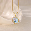 Necklace Clavicle Chain Stainless Steel Geometric Style Electroplating String Of Pearls For Women