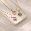 Necklace Clavicle Chain Stainless Steel Geometric Style Electroplating String Of Pearls For Women