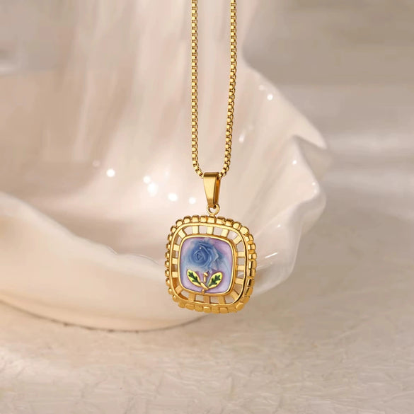 Necklace Clavicle Chain Stainless Steel Geometric Style Electroplating String Of Pearls For Women