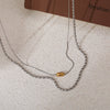 Necklace Clavicle Chain Stainless Steel Titanium Steel Doublelayer Contrasting Color Barrel Bead Electroplating