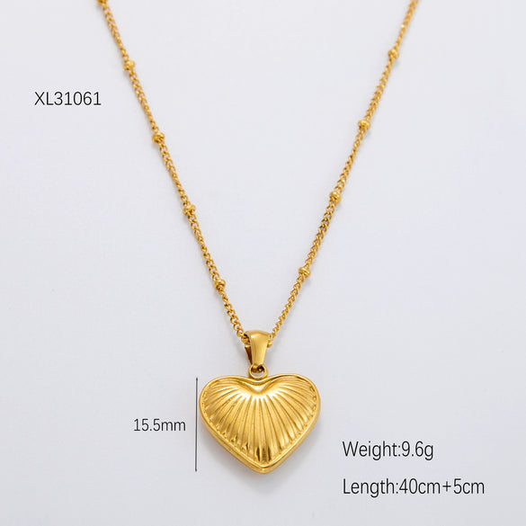 Necklace Clavicle Chain Titanium Steel Stainless Steel 18K Gold Electroplated Heart Stars Round Pendant Bamboo Chain