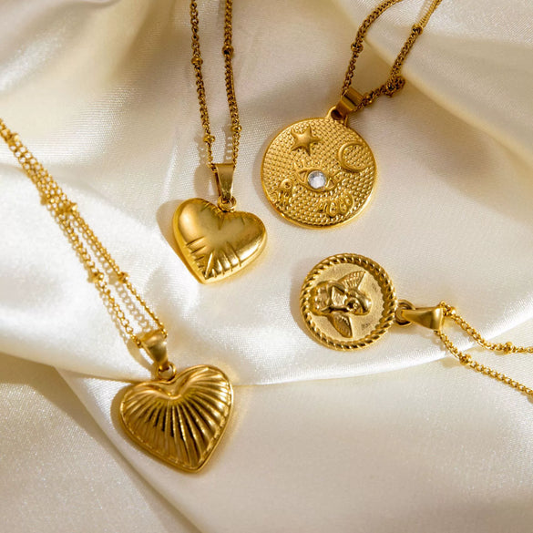 Necklace Clavicle Chain Titanium Steel Stainless Steel 18K Gold Electroplated Heart Stars Round Pendant Bamboo Chain