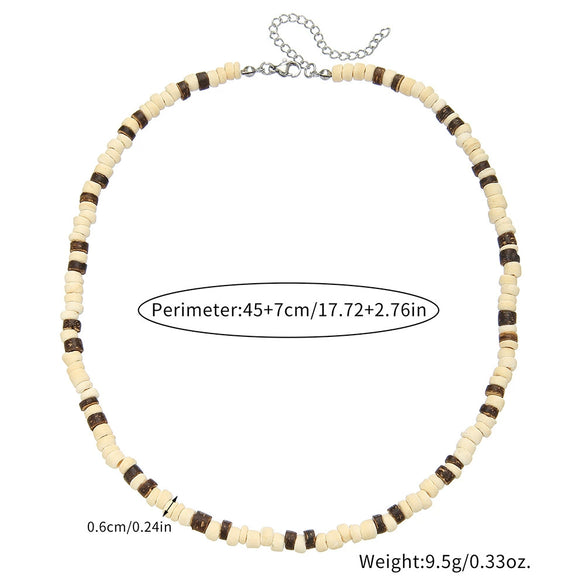 Necklace Coconut Shell Wood Chips Geometric Handmade Unisex Hiphop Allmatch Stainless Steel Irregular Clavicle O Chain