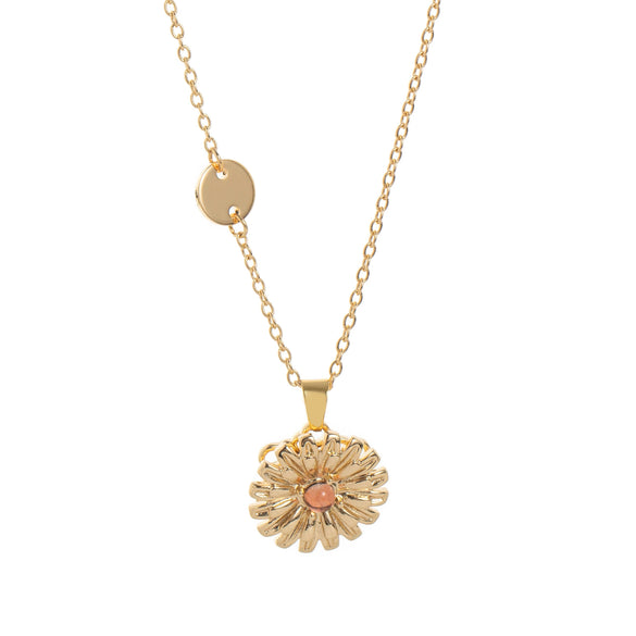 Necklace Copper Alloy Flower Rotatable Electroplating Zircon