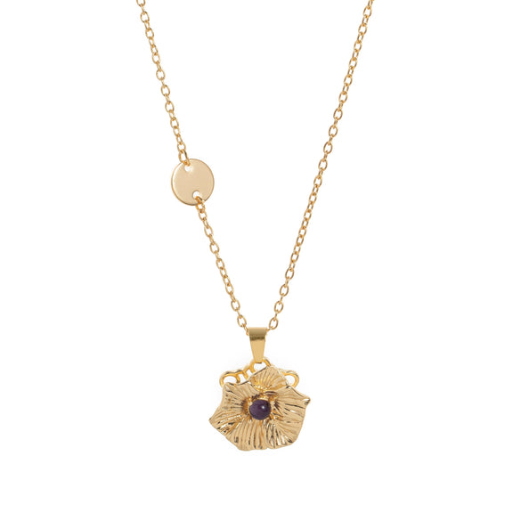 Necklace Copper Alloy Flower Rotatable Electroplating Zircon
