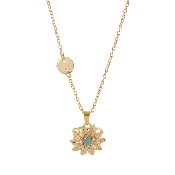 Necklace Copper Alloy Flower Rotatable Electroplating Zircon