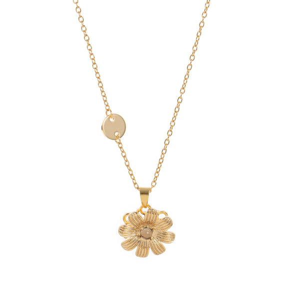 Necklace Copper Alloy Flower Rotatable Electroplating Zircon