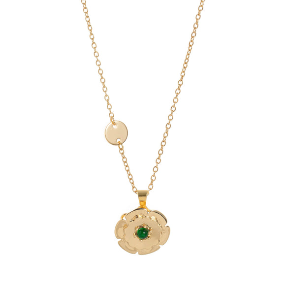 Necklace Copper Alloy Flower Rotatable Electroplating Zircon