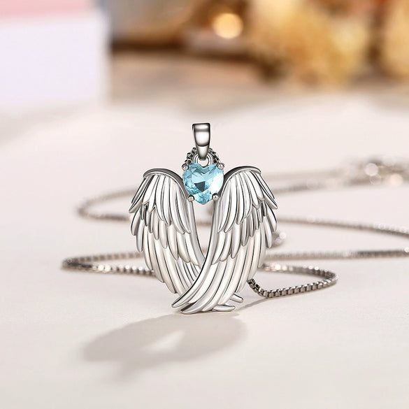 Necklace Copper Angel Wings Mixed Gem Inlay Electroplating For Women