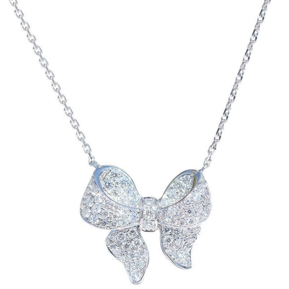Necklace Copper Bow Zircon Mixed Gem Inlay Box Chain