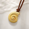 Necklace Copper Brass Animal Zodiac Inlaid With Gold Conch Starfish Ocean Pendant Leather Rope