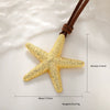 Necklace Copper Brass Animal Zodiac Inlaid With Gold Conch Starfish Ocean Pendant Leather Rope