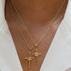 Necklace Copper Brass Plated December Flower Cross O Word Chain Pendant For Women