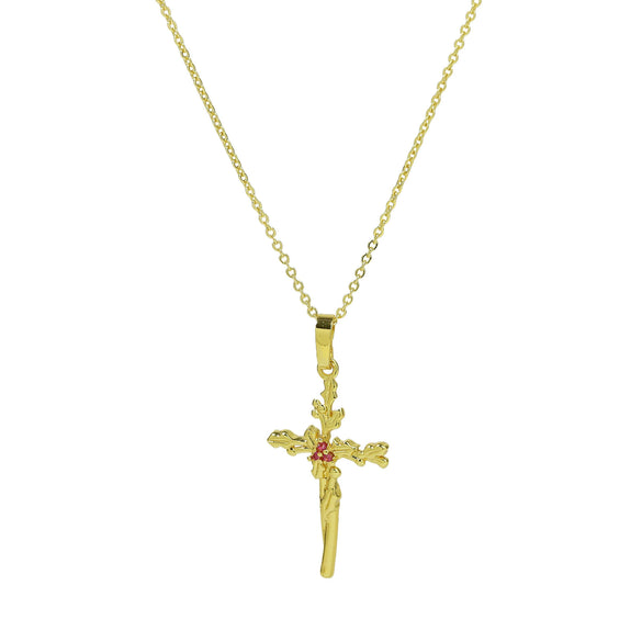Necklace Copper Brass Plated December Flower Cross O Word Chain Pendant For Women