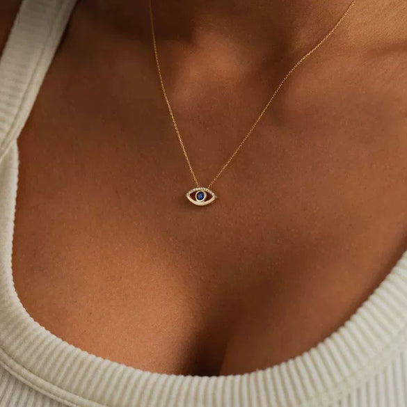 Necklace Copper Devil's Eye Microinlay Design For Ladies