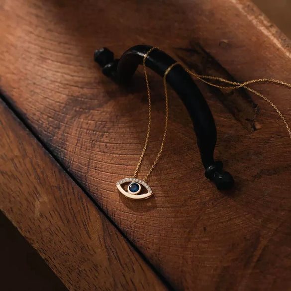 Necklace Copper Devil's Eye Microinlay Design For Ladies