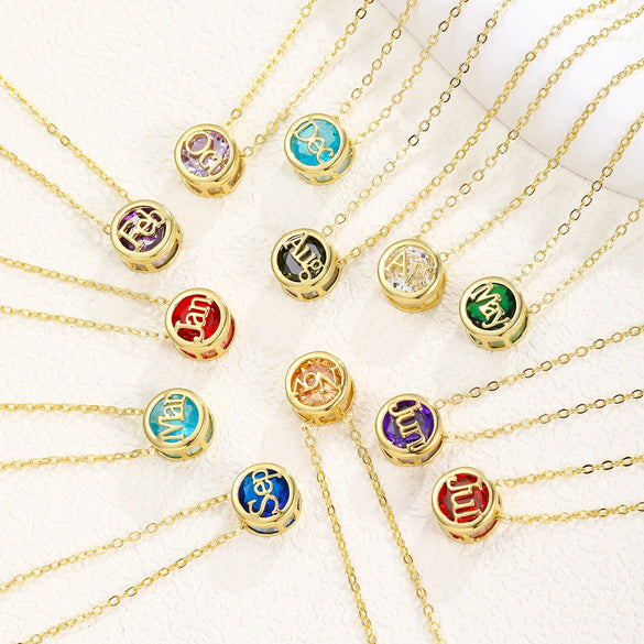 Necklace Copper Doublesided Hollow Constellation Letters Numbers Text Plated Real Gold Colorpreserving Pendant Clavicle Chain