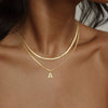 Necklace Copper Electroplated Double Layer Stacked Snake Bone Chain Letter Pattern Women