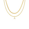 Necklace Copper Electroplated Double Layer Stacked Snake Bone Chain Letter Pattern Women