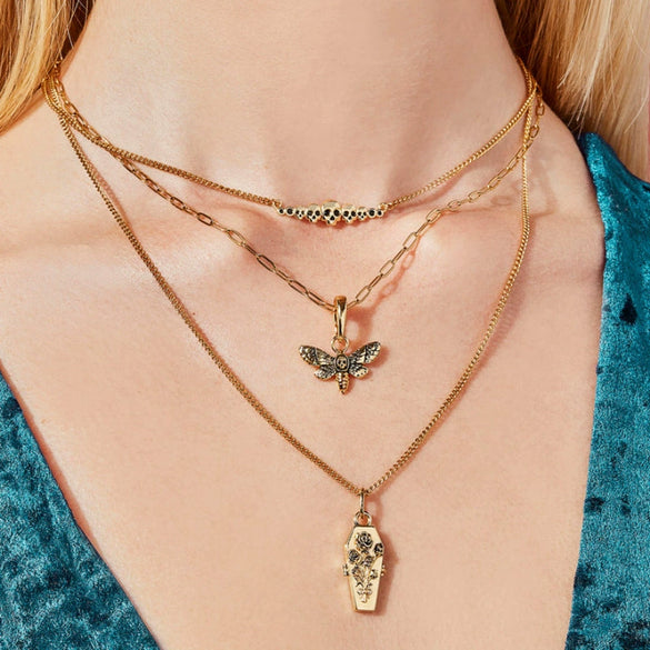 Necklace Copper Electroplated Geometric Gothic Rose Coffin Style