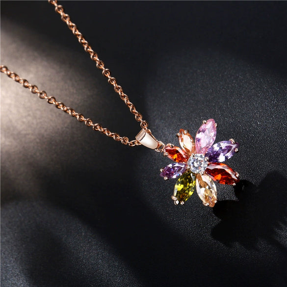 Necklace Copper Electroplating Flowers Design Female Cold Style Pendant Necklace