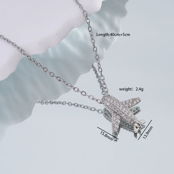 Necklace Copper Electroplating Light Luxury Small Plane Pendant For Women