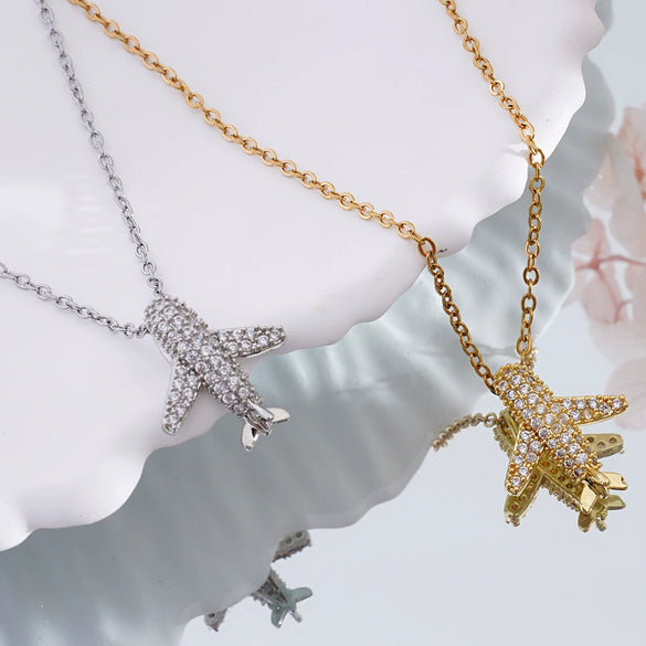 Necklace Copper Electroplating Light Luxury Small Plane Pendant For Women
