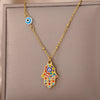Necklace Copper Geometric Devil's Eye Gold Inlaid