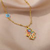 Necklace Copper Geometric Devil's Eye Gold Inlaid