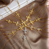 Necklace Copper Geometric Double Cross Pendant Mixed Gem Inlay Electroplating For Women