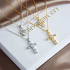 Necklace Copper Geometric Double Cross Pendant Mixed Gem Inlay Electroplating For Women