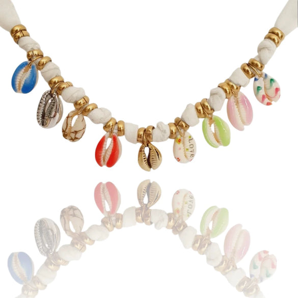 Necklace Copper Geometric Drop Shape Electroplating Ocean Style Shell Pendant